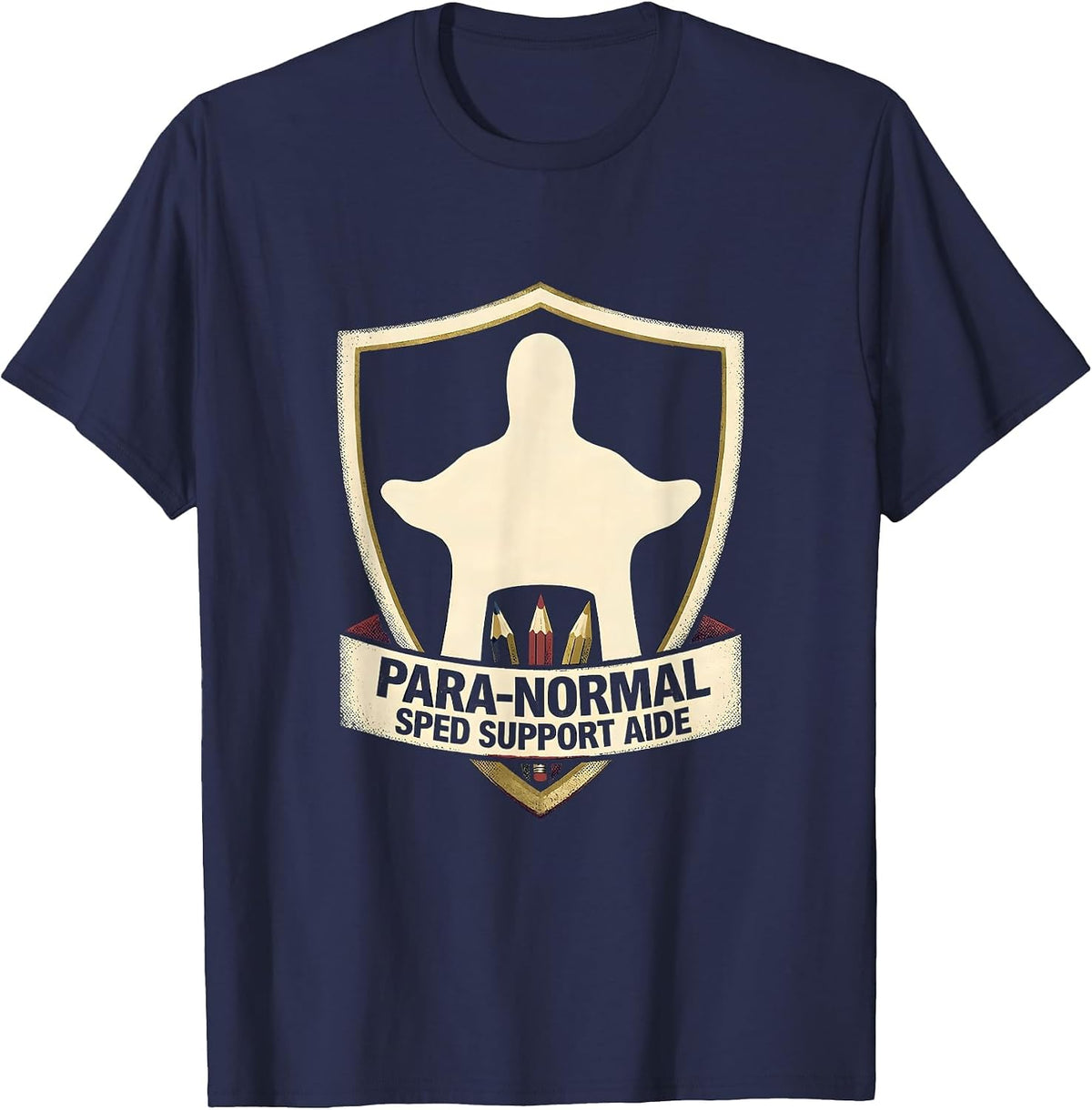 Men's Para-Normal SPED Support Aide Ghost Paraprofessional T-Shirt - Navy Blue