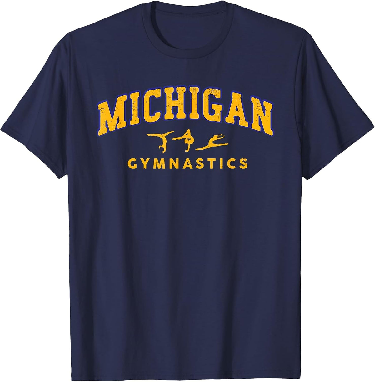 Michigan Gymnastics Gymnast Acrobatics Vintage T-Shirt - Navy Blue