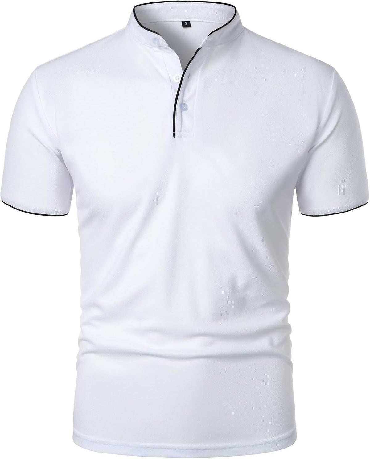 Men's Short-Sleeved Tops Slim Business Casual t-Shirt Solid-Color - White