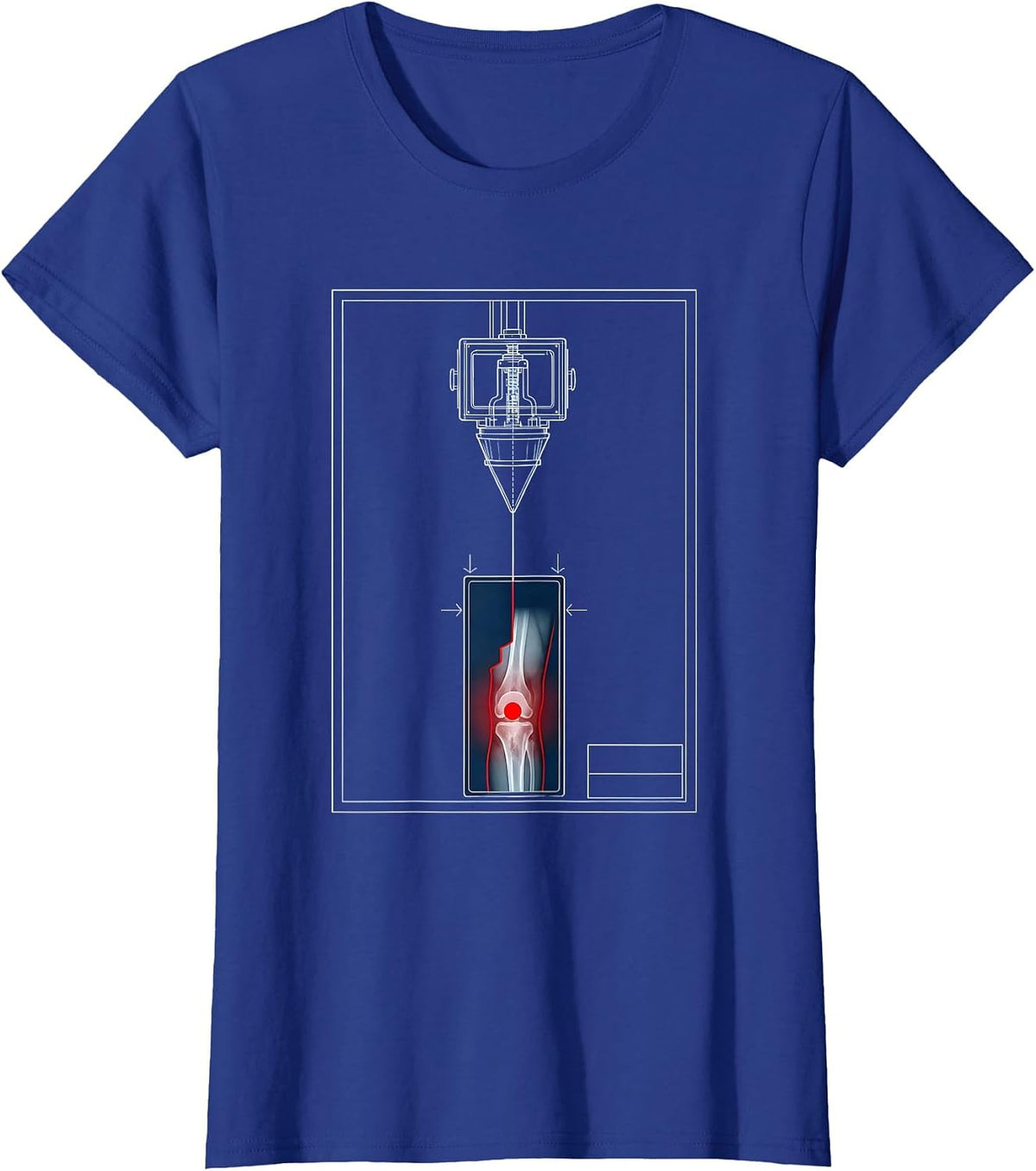 Women's Radiology X-Ray Tech Blueprint Humor Rad Tech Gift T-Shirt - Royal Blue