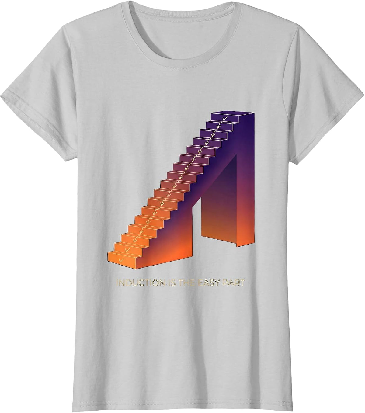 Induction Is The Easy Part Funny Math Teacher Gift T-Shirt - Silver Grey