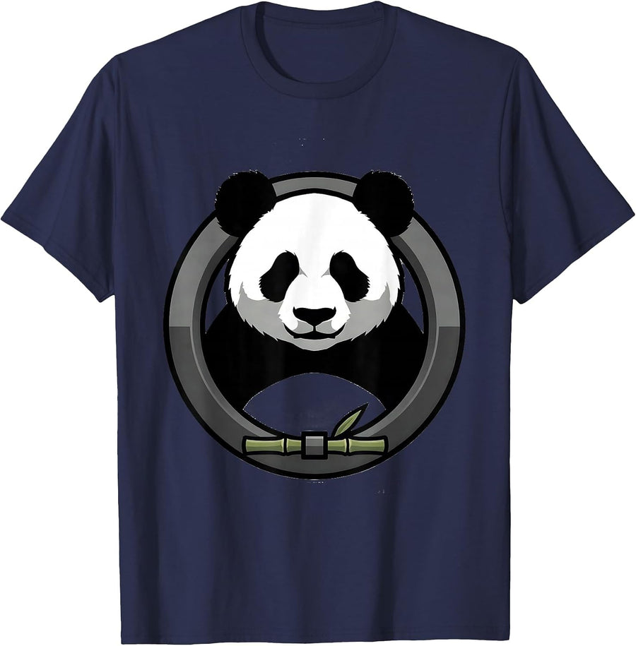 Panda Head Costume Novelty Humor Animal Lover T-Shirt - Navy Blue