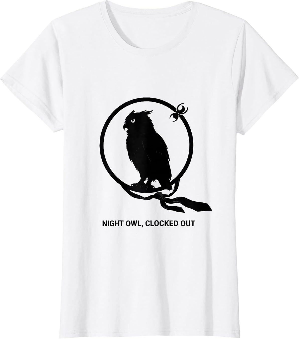Women's Night Owl Clocked Out Funny Halloween Costume Animal Humor T-Shirt - White
