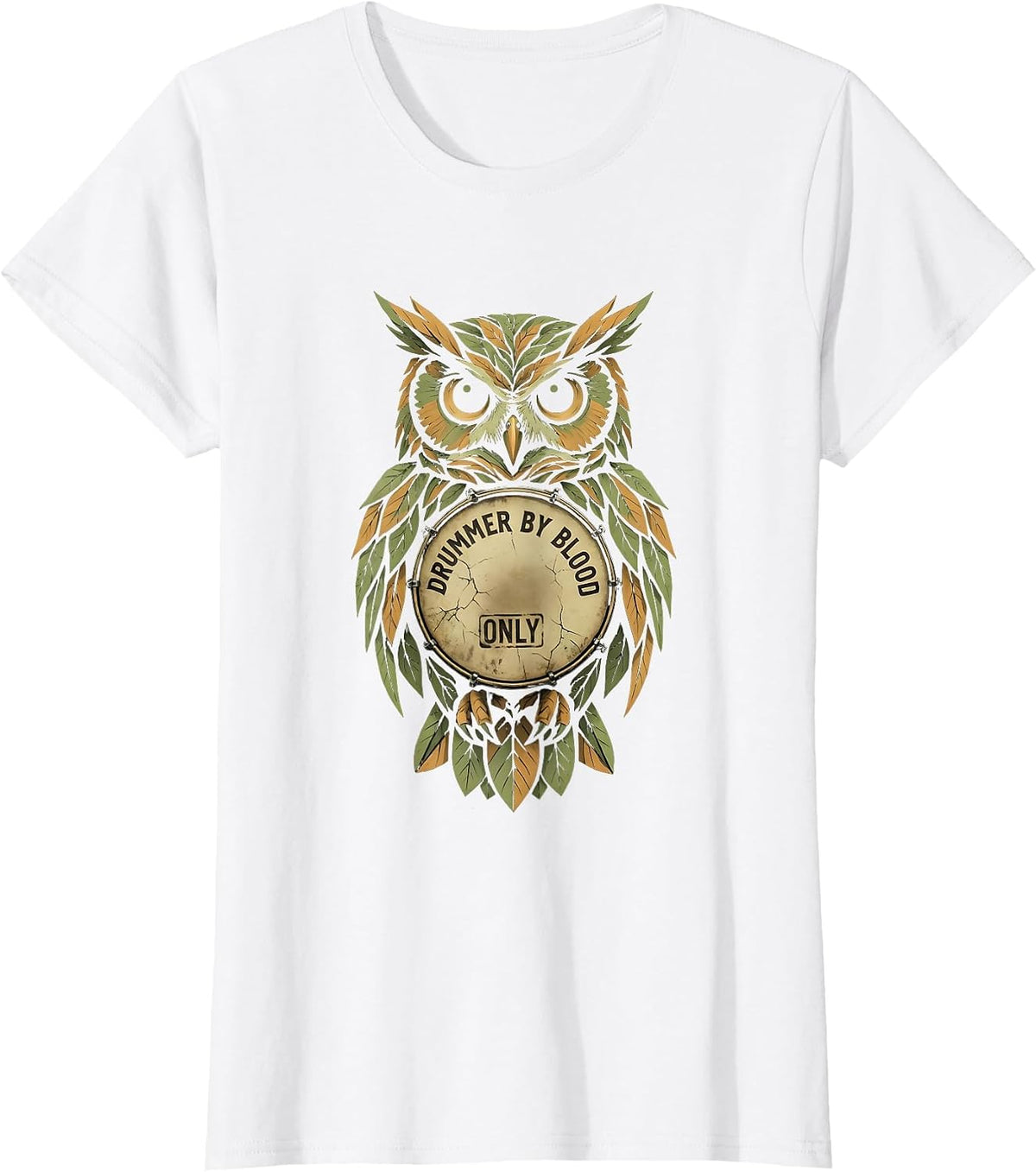 Drummer By Blood Only Musician Design T-Shirt - White