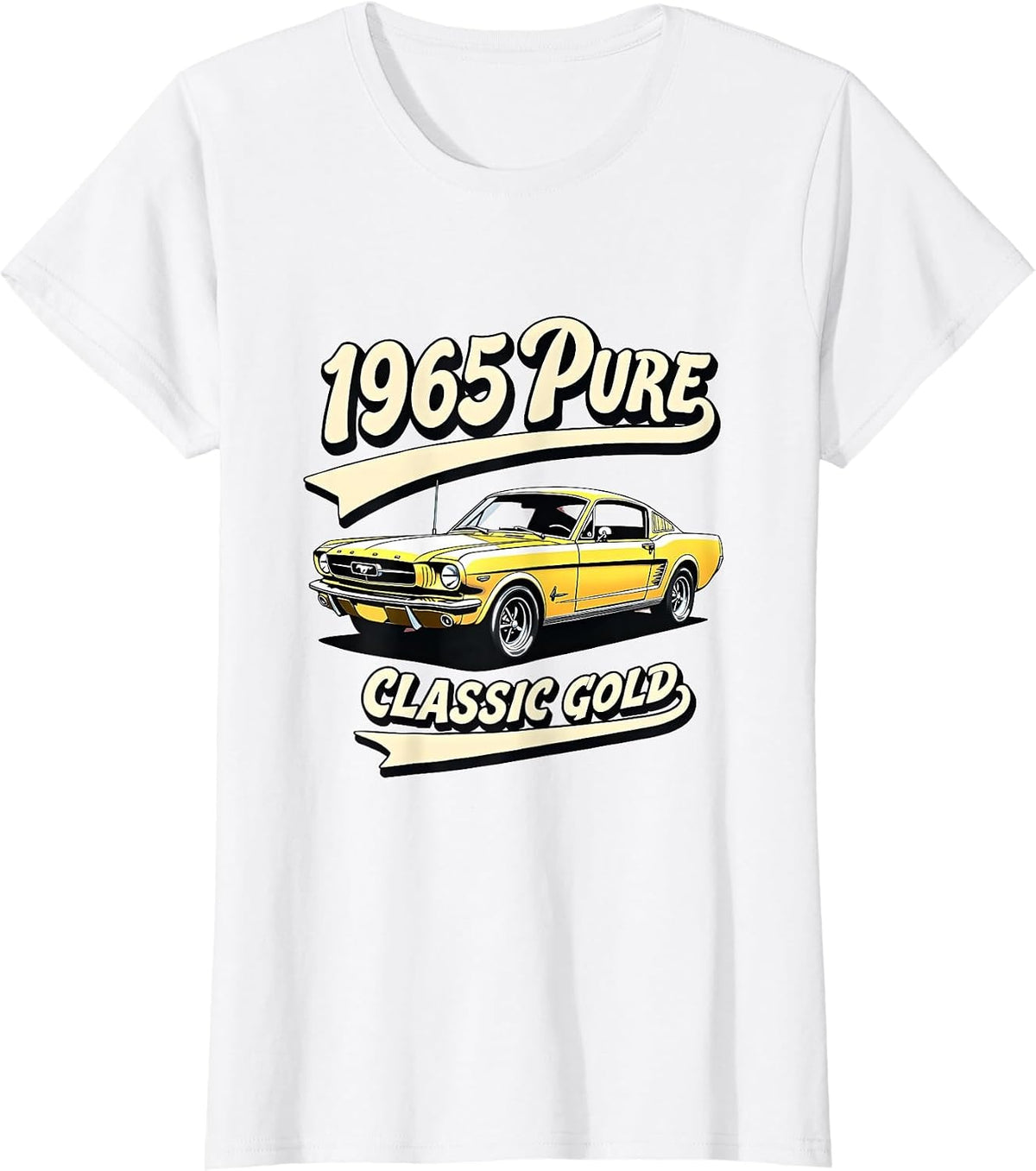 1965 Pure Classic Gold Vintage Design T-Shirt - White