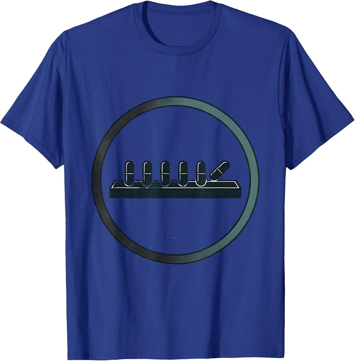 Men's Sealed Pharmacy Tech Badge Cute Minimalist Counting Tray T-Shirt - Royal Blue