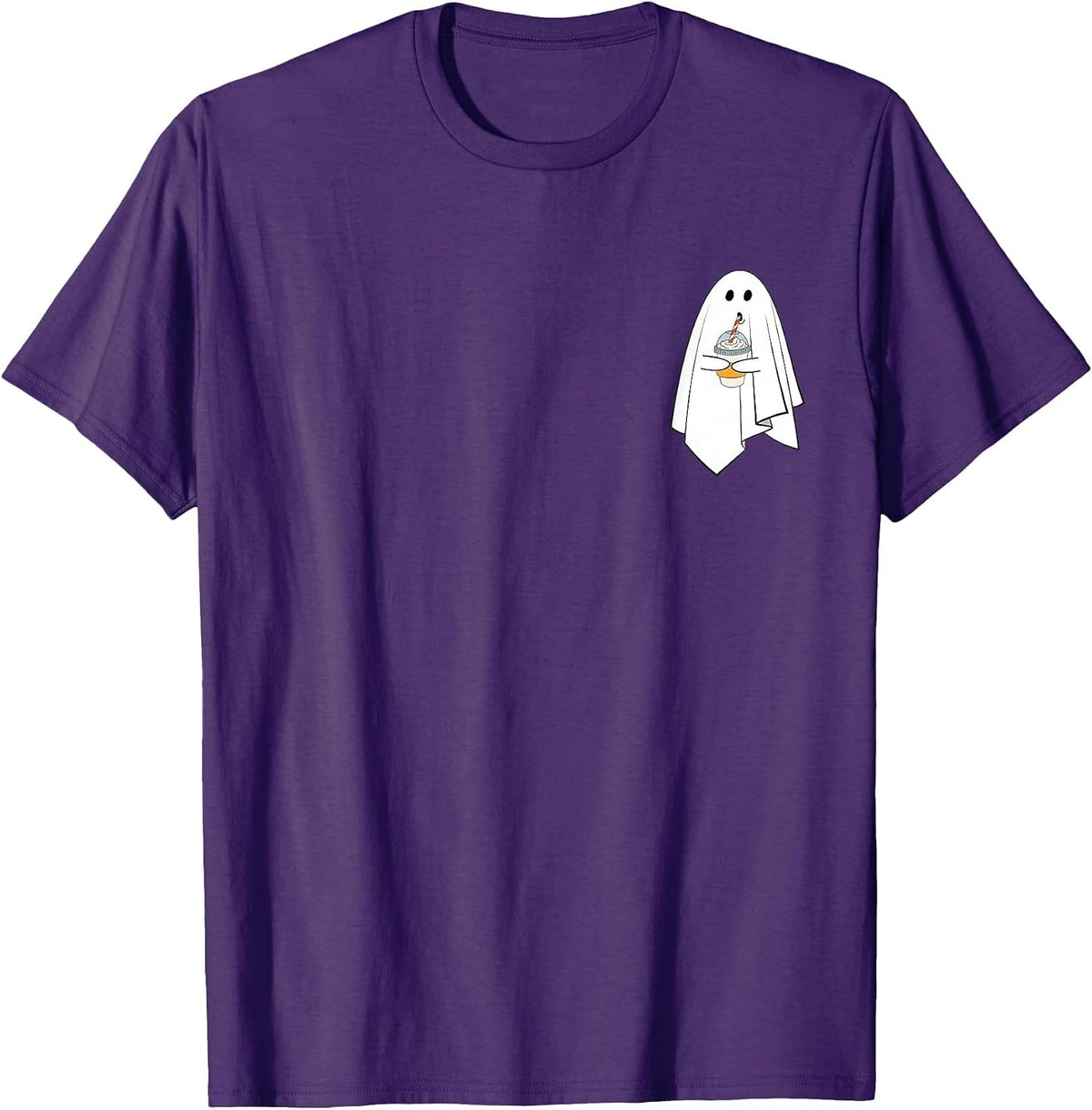 Ghost Drinking Coffee Funny Halloween Costume Coffee Lovers T-Shirt - Purple