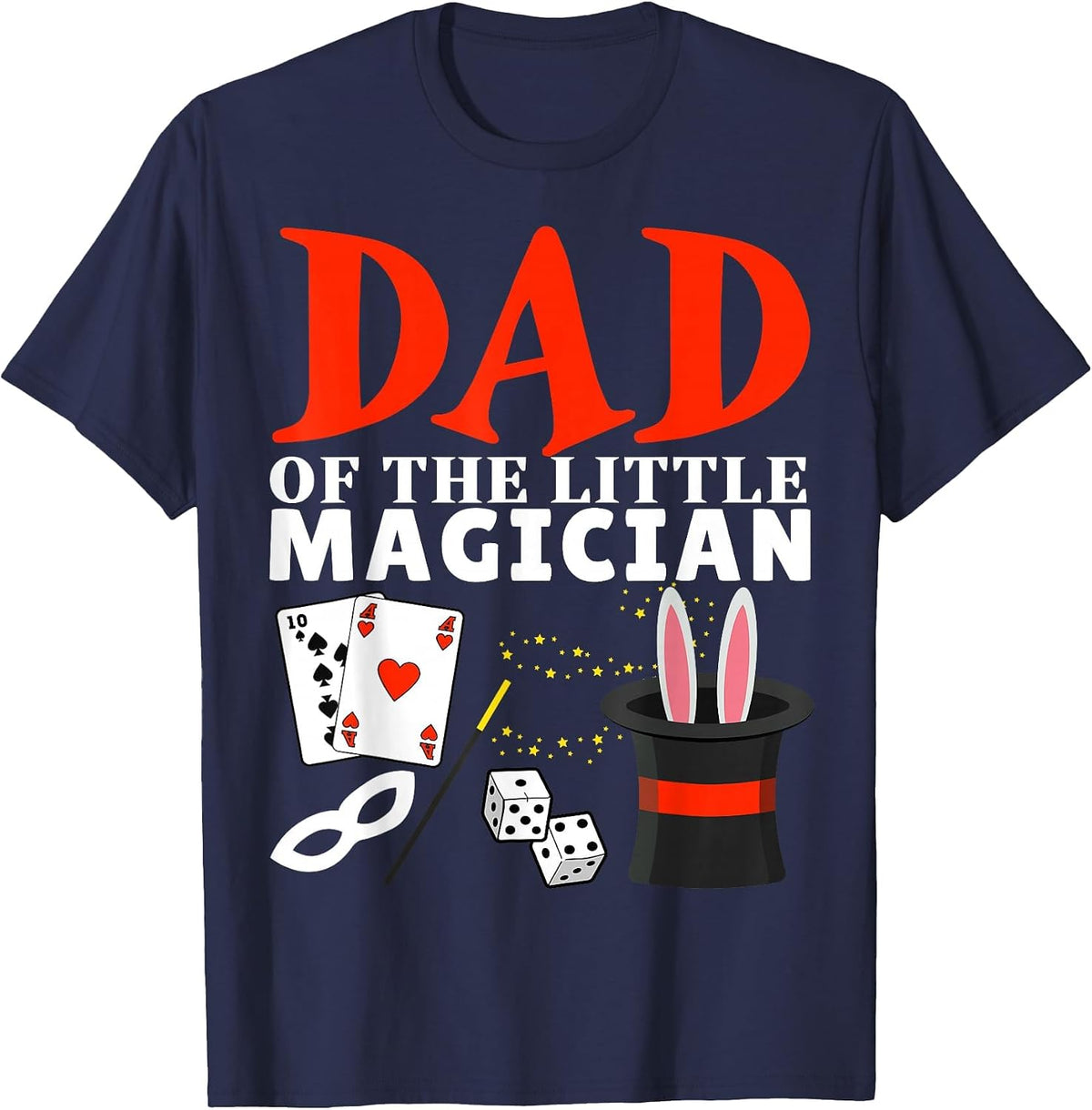 Dad of The Little Magician Birthday Party Kids Magic Theme T-Shirt - Navy Blue