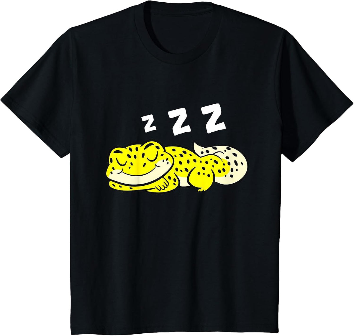 Leopard Gecko Reptile Lizard Sleeping Leopard Gecko Pajama T-Shirt - Black