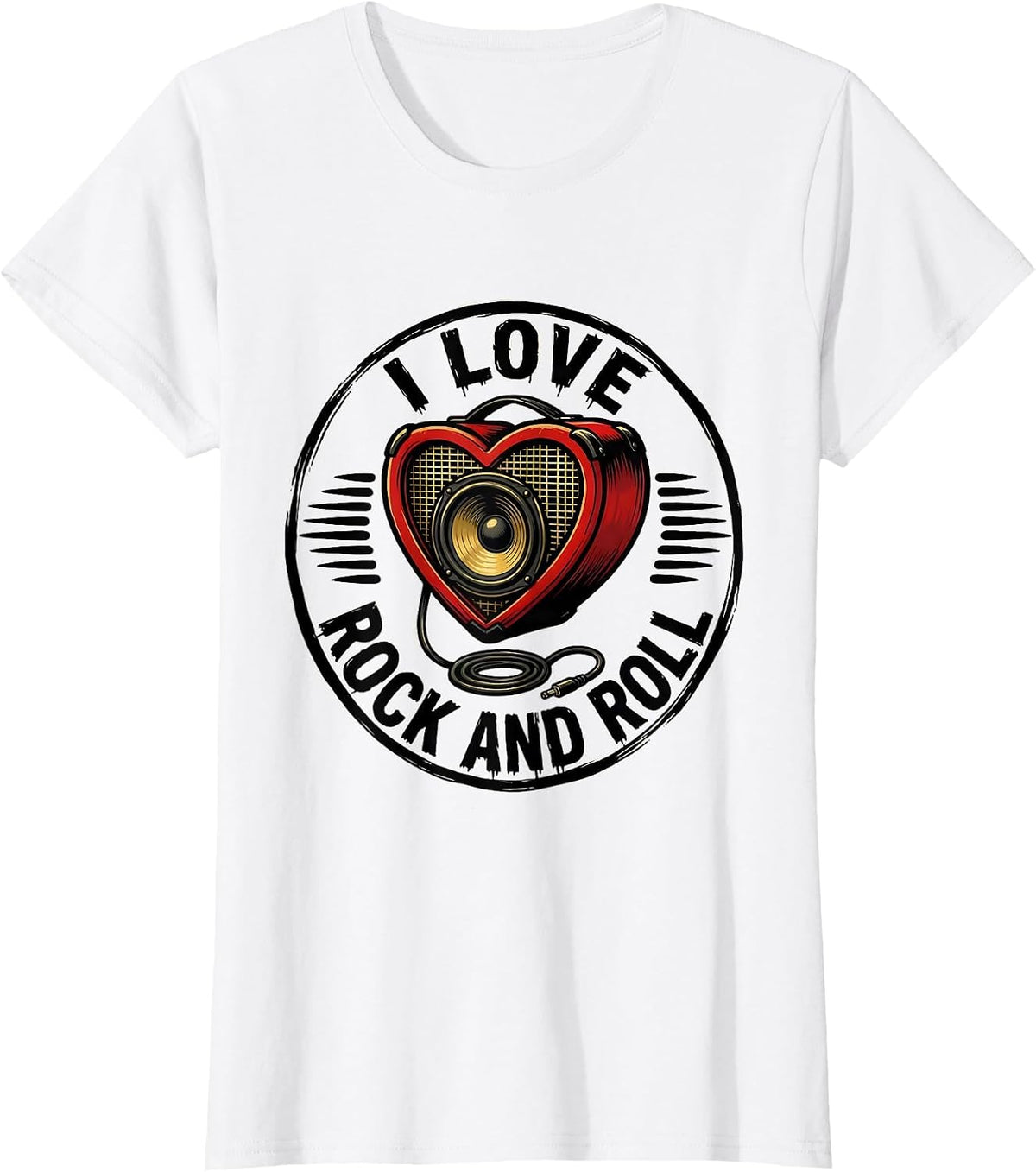 I Love Rock And Roll Tattoo Rock Fan Heavy Metal Music Lover T-Shirt - White