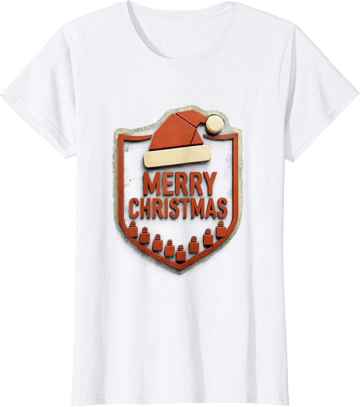 Merry Christmas Rubber Stamp Santa Hat Family Matching T-Shirt - White