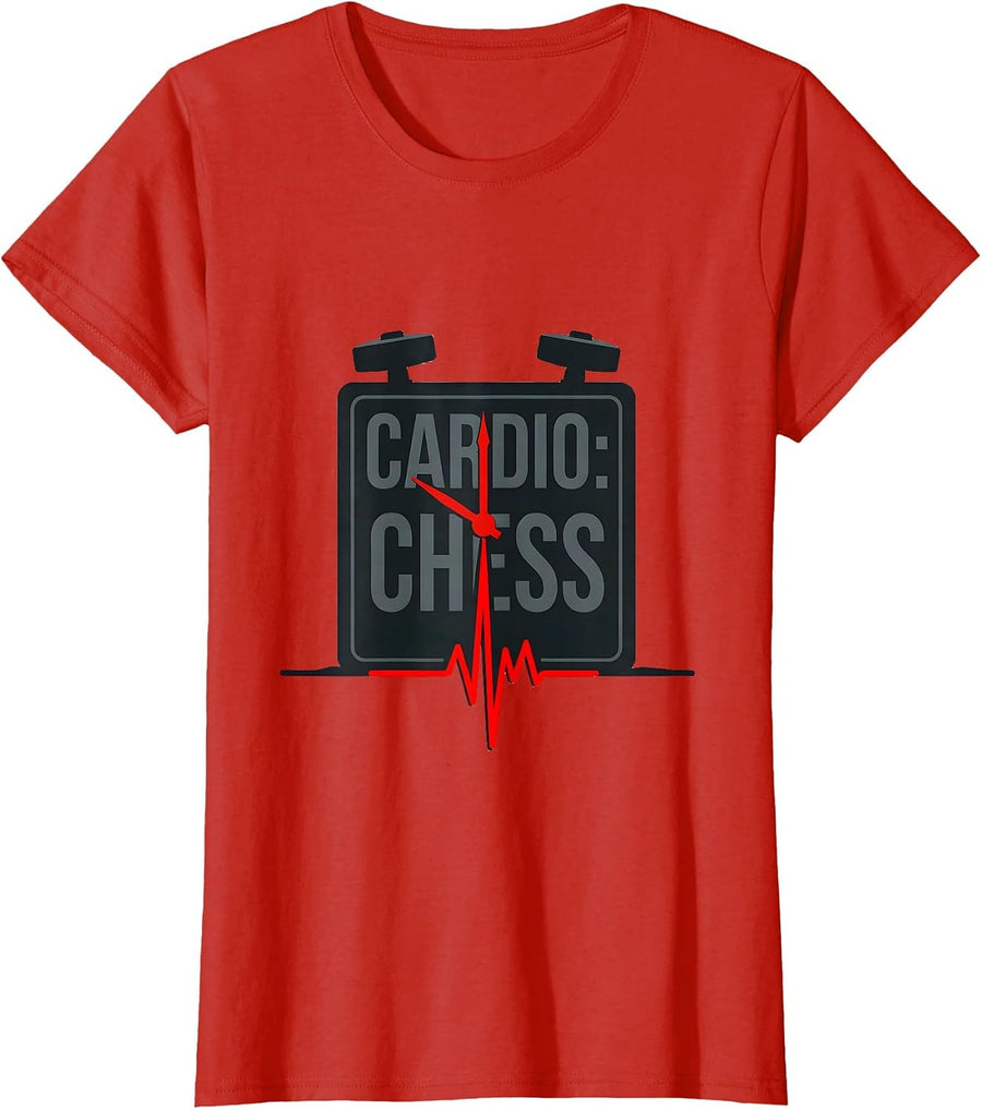 Women's Cardio: Chess Minimalist Chess Lover Hobby Gift T-Shirt - Red