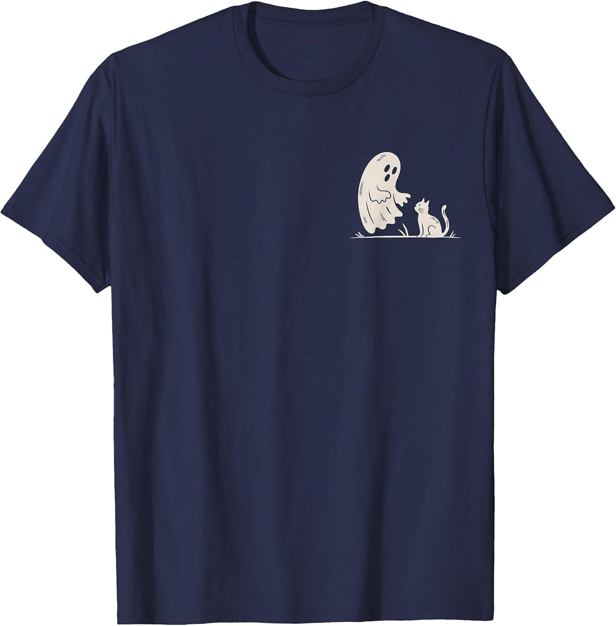 Cat Pocket Ghost Halloween Costume Men Women Kids T-Shirt - Navy Blue