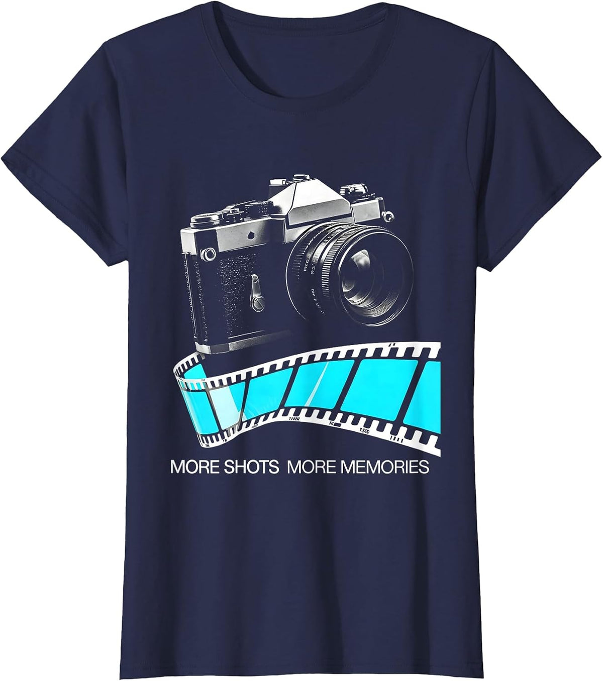 Women's More Shots More Memories Photography Design T-Shirt - Navy Blue