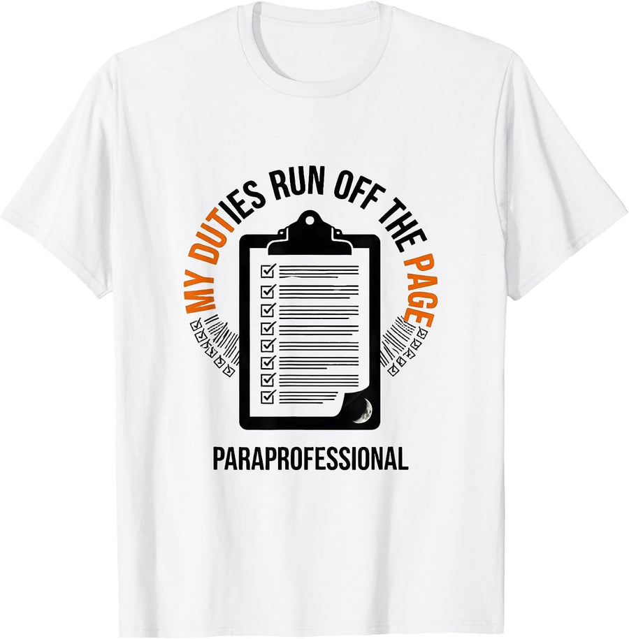 Men's My Duties Run Off The Page, Paraprofessional Halloween T-Shirt - White