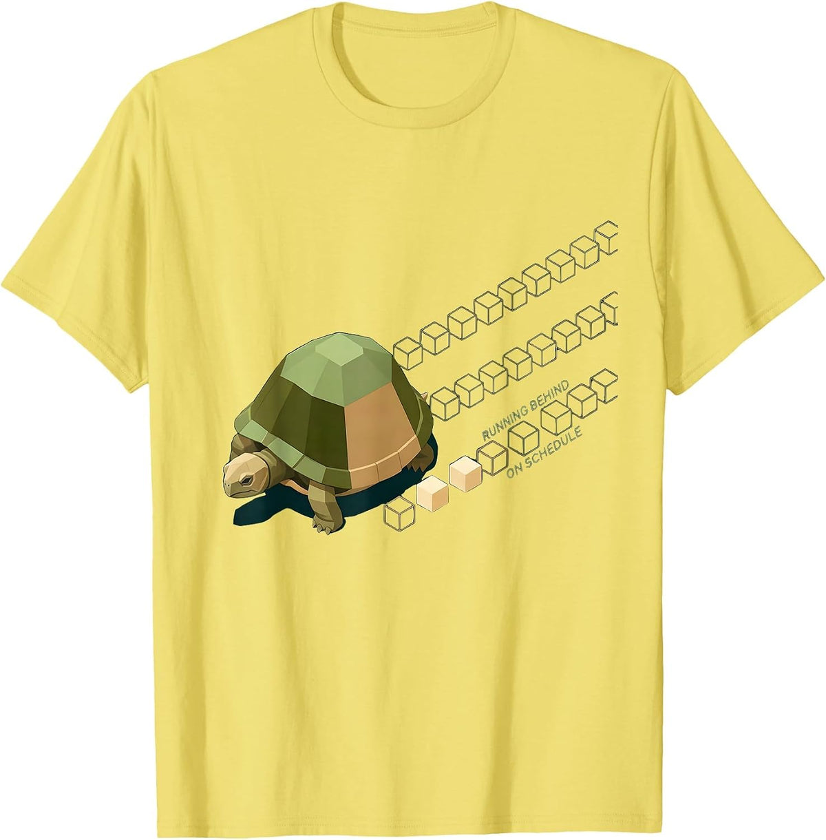 Men's Running Behind, On Schedule Funny Tortoise Lover Gift T-Shirt - Lemon Yellow