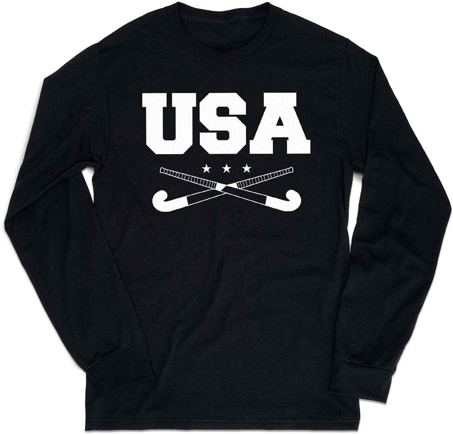 ChalkTalkSPORTS Field Hockey Long Sleeve Shirt - USA - Youth & Adult - Black