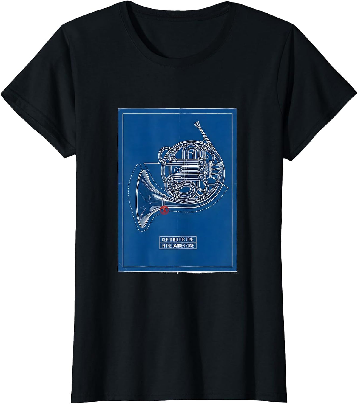 Women's Certified For Tone In The Danger Zone Funny French Horn T-Shirt - Black