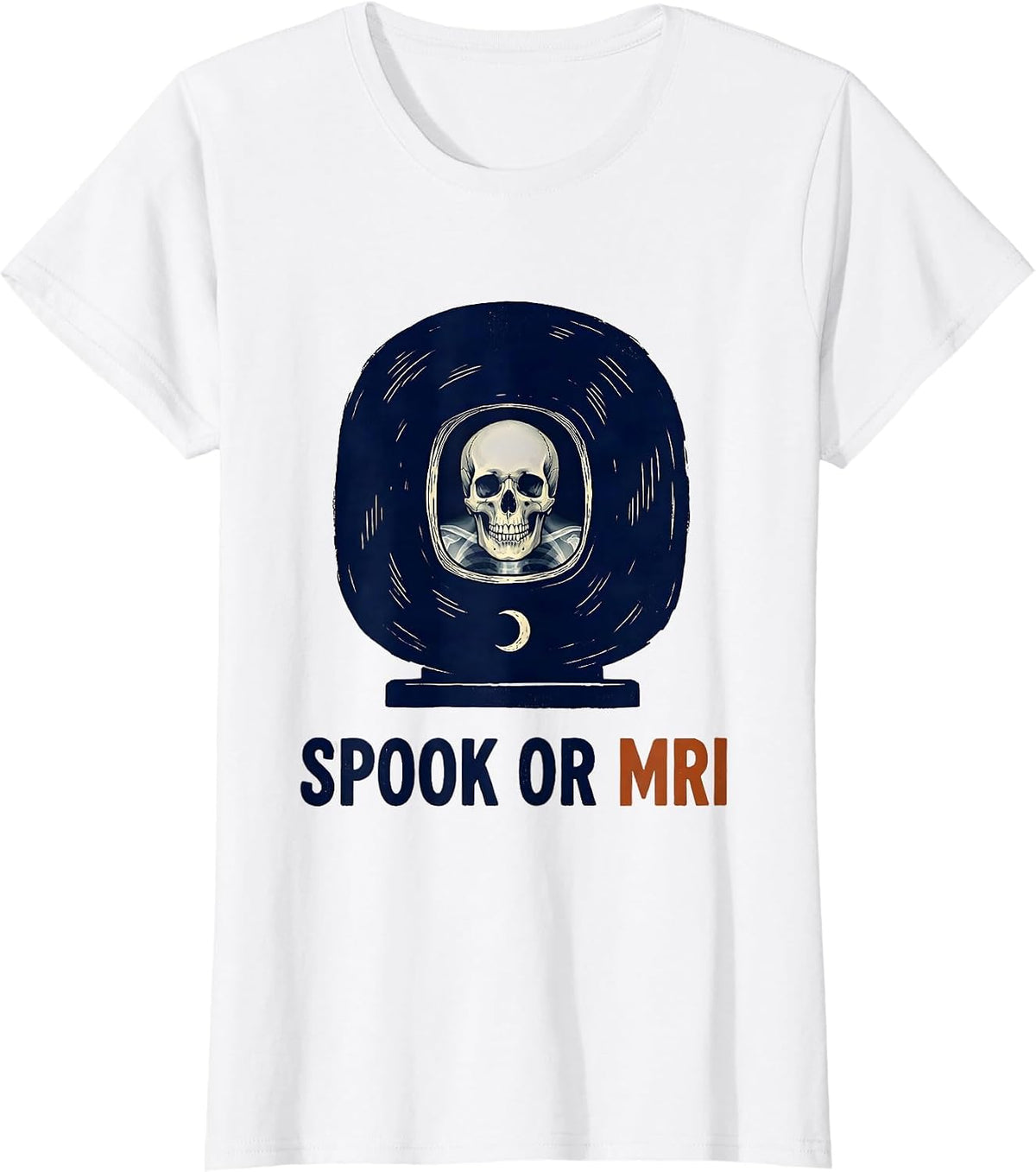 Spook Or MRI Linocut Radiology Tech Halloween Workplace T-Shirt - White