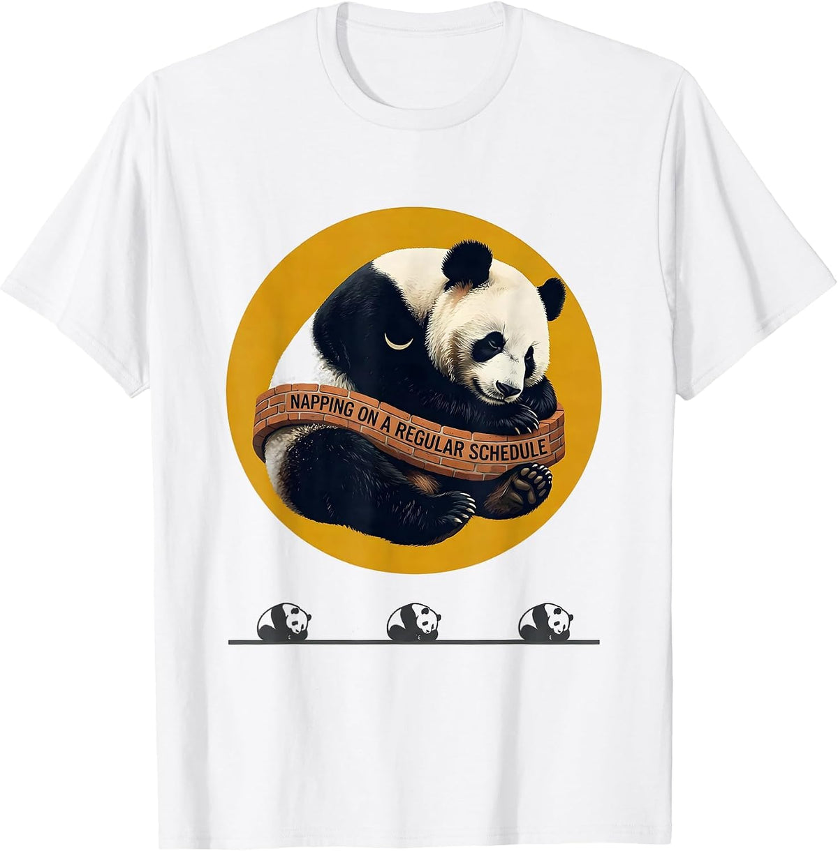 Men's Napping On A Regular Schedule Funny Panda Sleepwear Humor T-Shirt - White