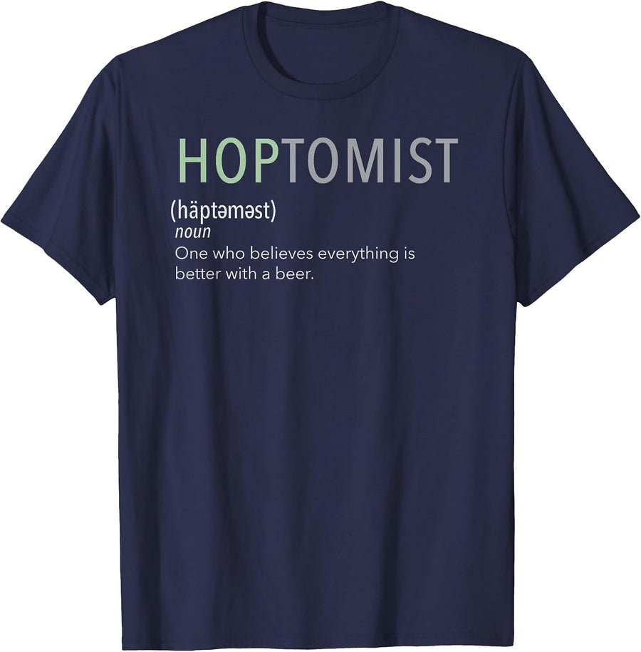 Hoptomist Brewery Craft Beer Drinking Tshirt Craft Beer Love T-Shirt - Navy Blue