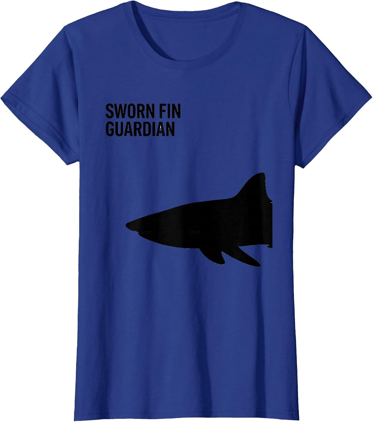Women's Sworn Fin Guardian Funny Shark Lover Ocean Wildlife Novelty T-Shirt - Royal Blue