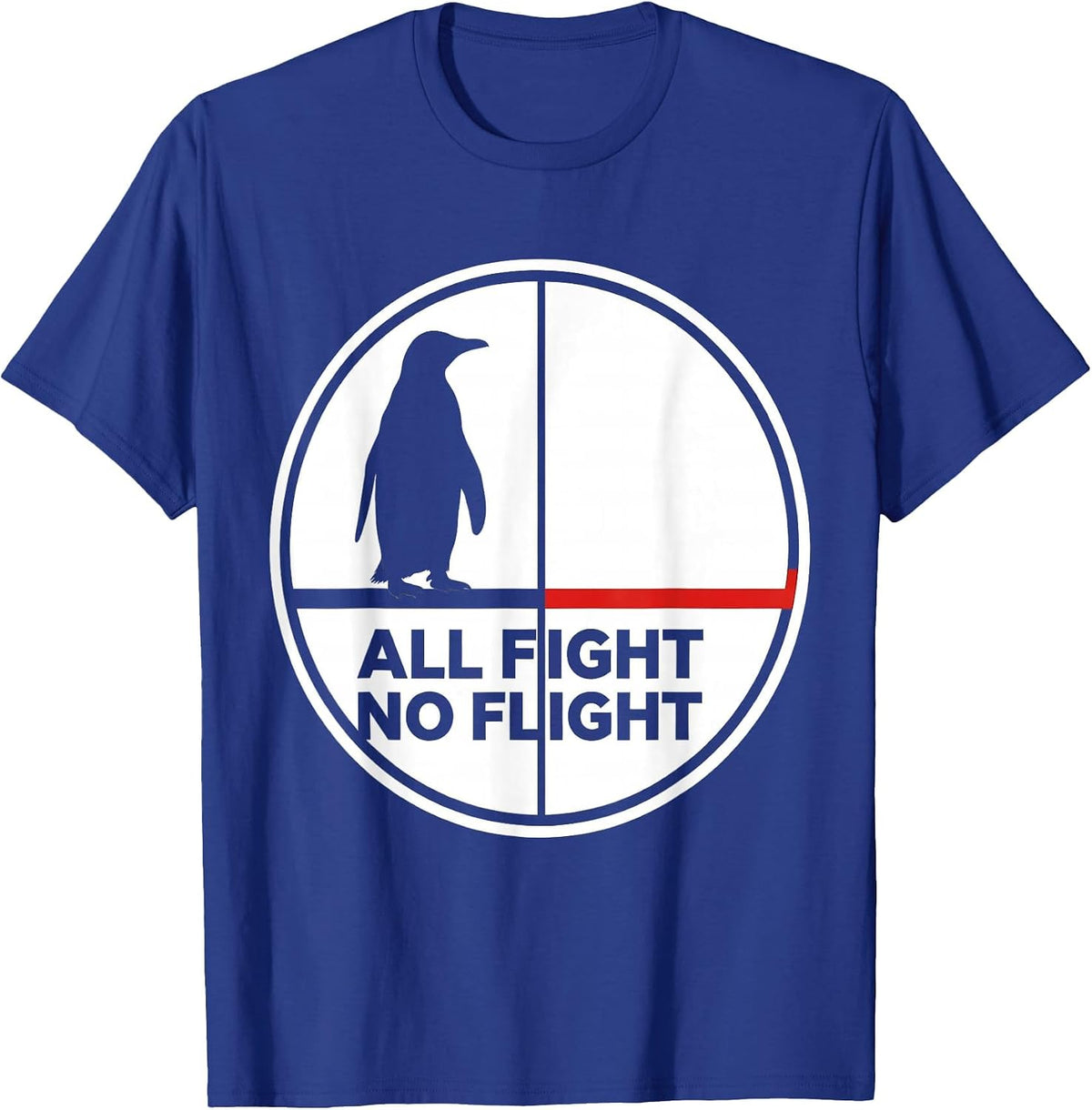 All Fight No Flight Funny Penguin Martial Arts Humor T-Shirt - Royal Blue