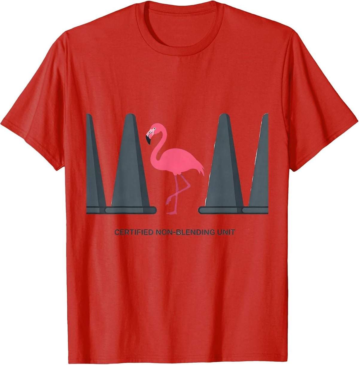 Men's Certified Non-Blending Unit Pink Flamingo Novelty Humor T-Shirt - Red