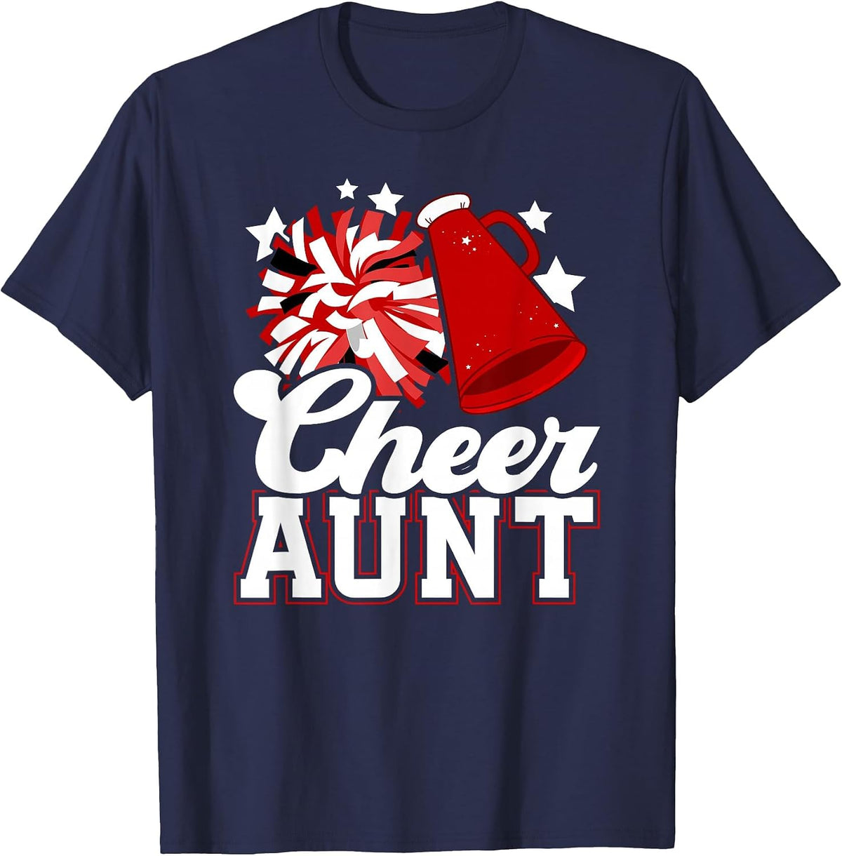 Cheer Aunt of A Cheerleader Aunt Cheerleading Auntie T-Shirt - Navy Blue