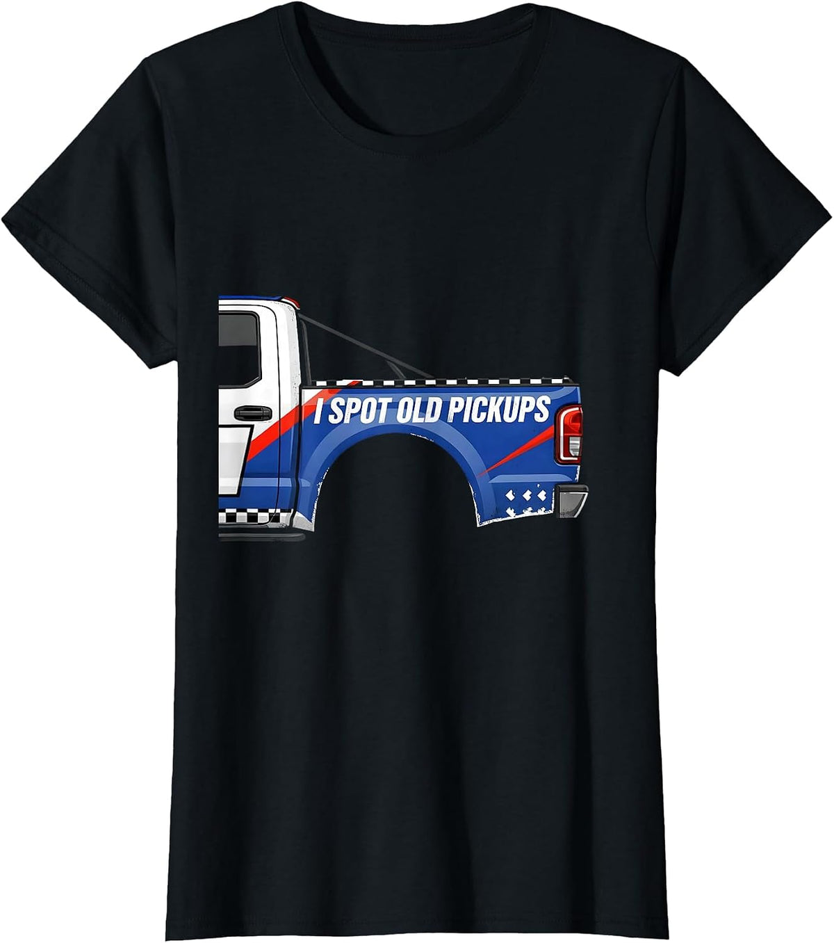 I Spot Old Pickups Racing Livery Graphic Trucker Driver T-Shirt - Black