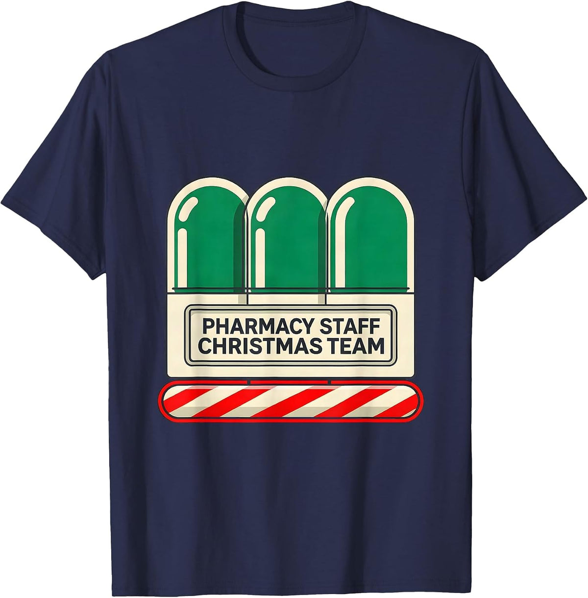 Men's Pharmacy Staff Christmas Team Funny Pharmacy Technician T-Shirt - Navy Blue