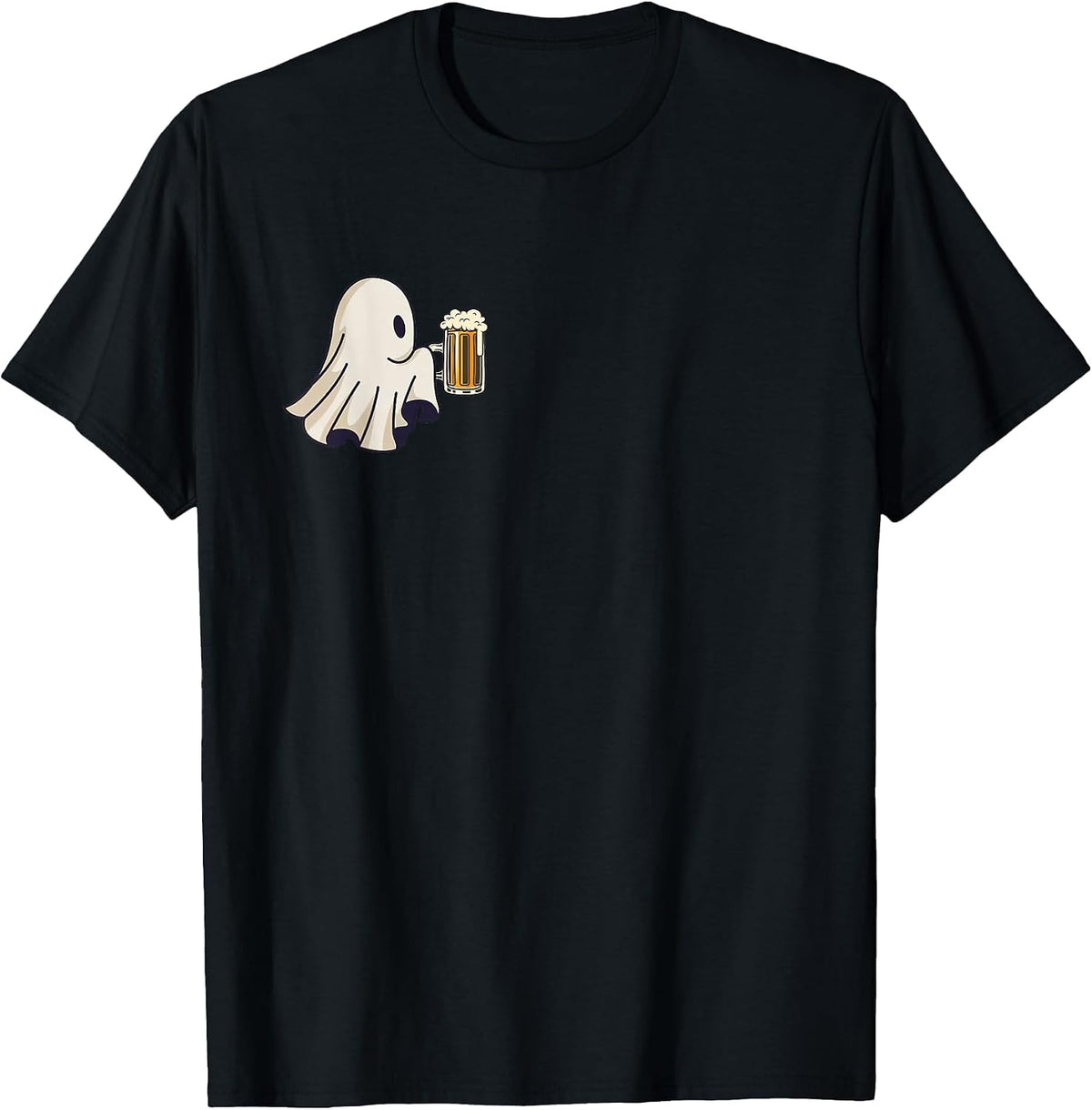 Little Ghost Drinking Beer Funny Halloween Costume Men Women T-Shirt - Black