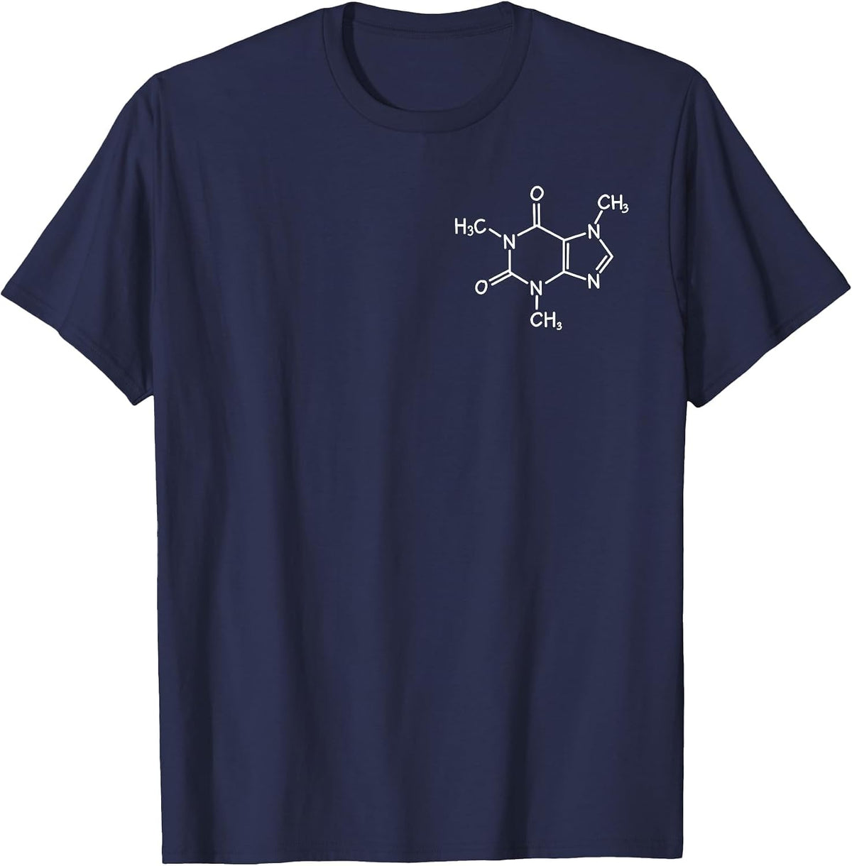Caffeine Molecule Design for Coffee and Science Fans T-Shirt - Navy Blue
