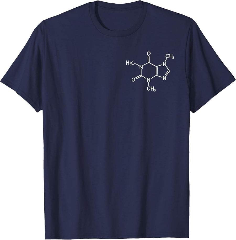 Caffeine Molecule Design for Coffee and Science Fans T-Shirt - Navy Blue