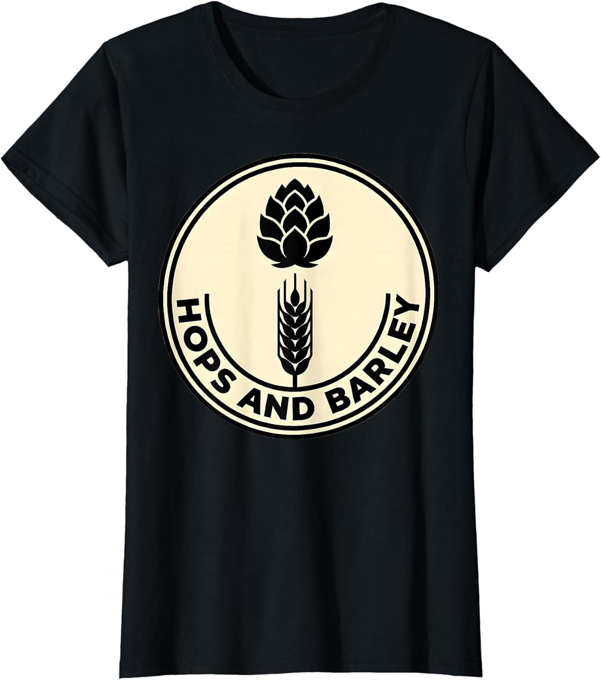Hops and Barley Craft Beer Lover Design T-Shirt - Black