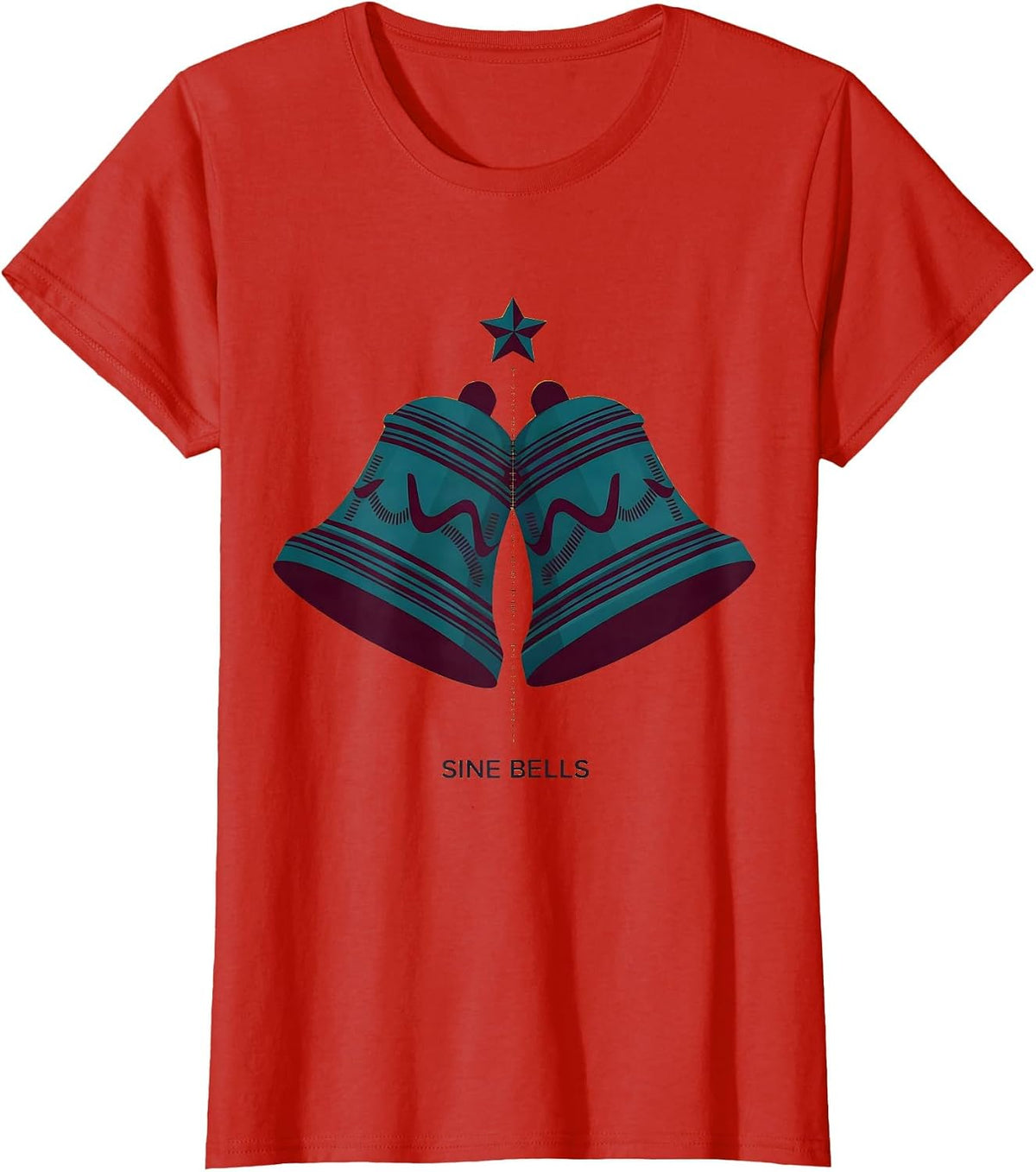 Sine Bells Geometric Math Teacher Christmas STEM Humor T-Shirt - Red