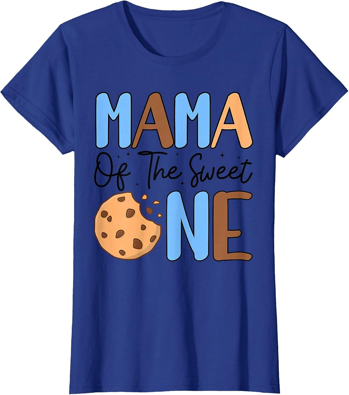 Mama of The Sweet One Cookies & Milk 1st Birthday Family T-Shirt - Royal Blue
