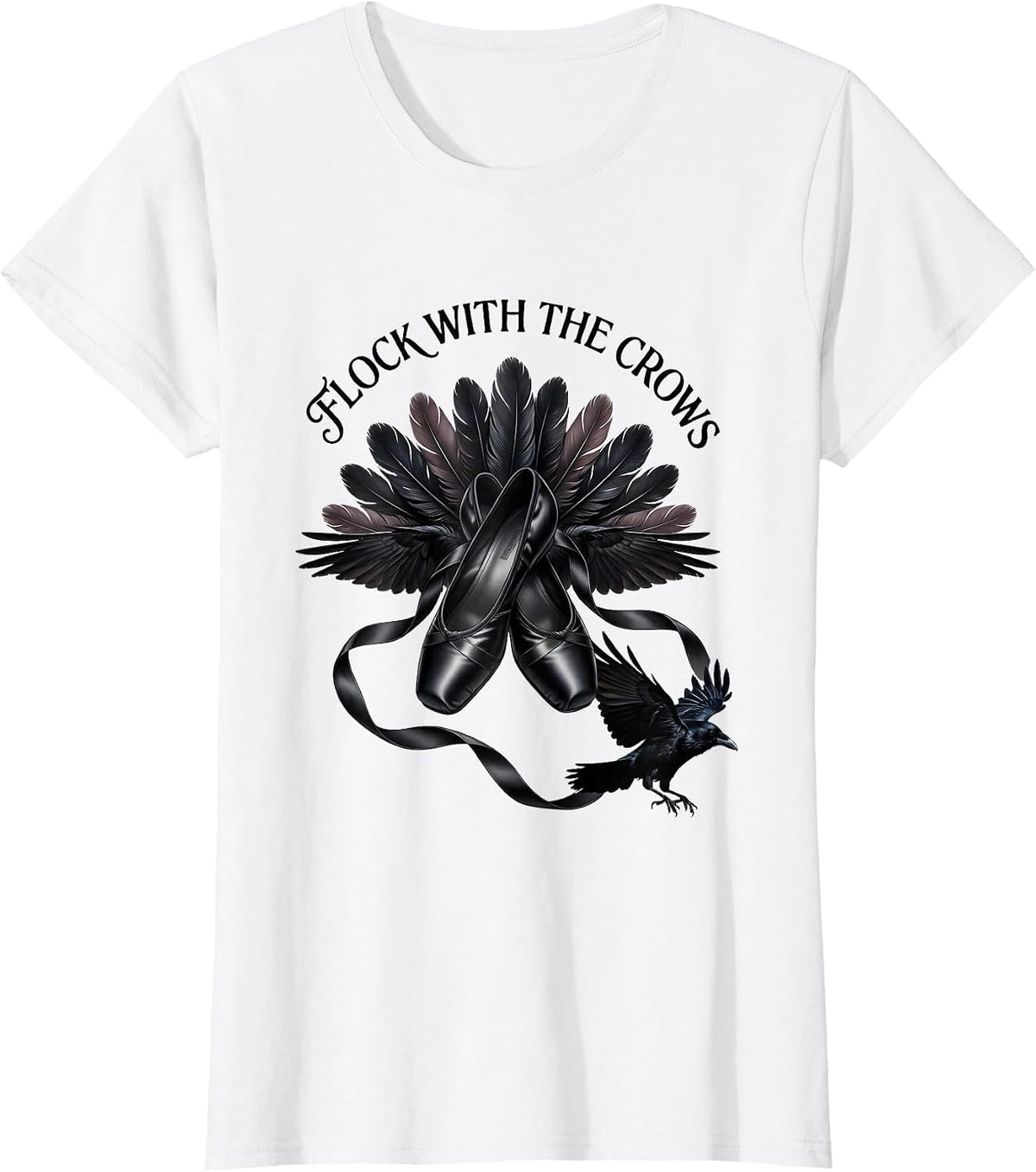 Flock With The Crows Dark Bird Lover Design T-Shirt - White