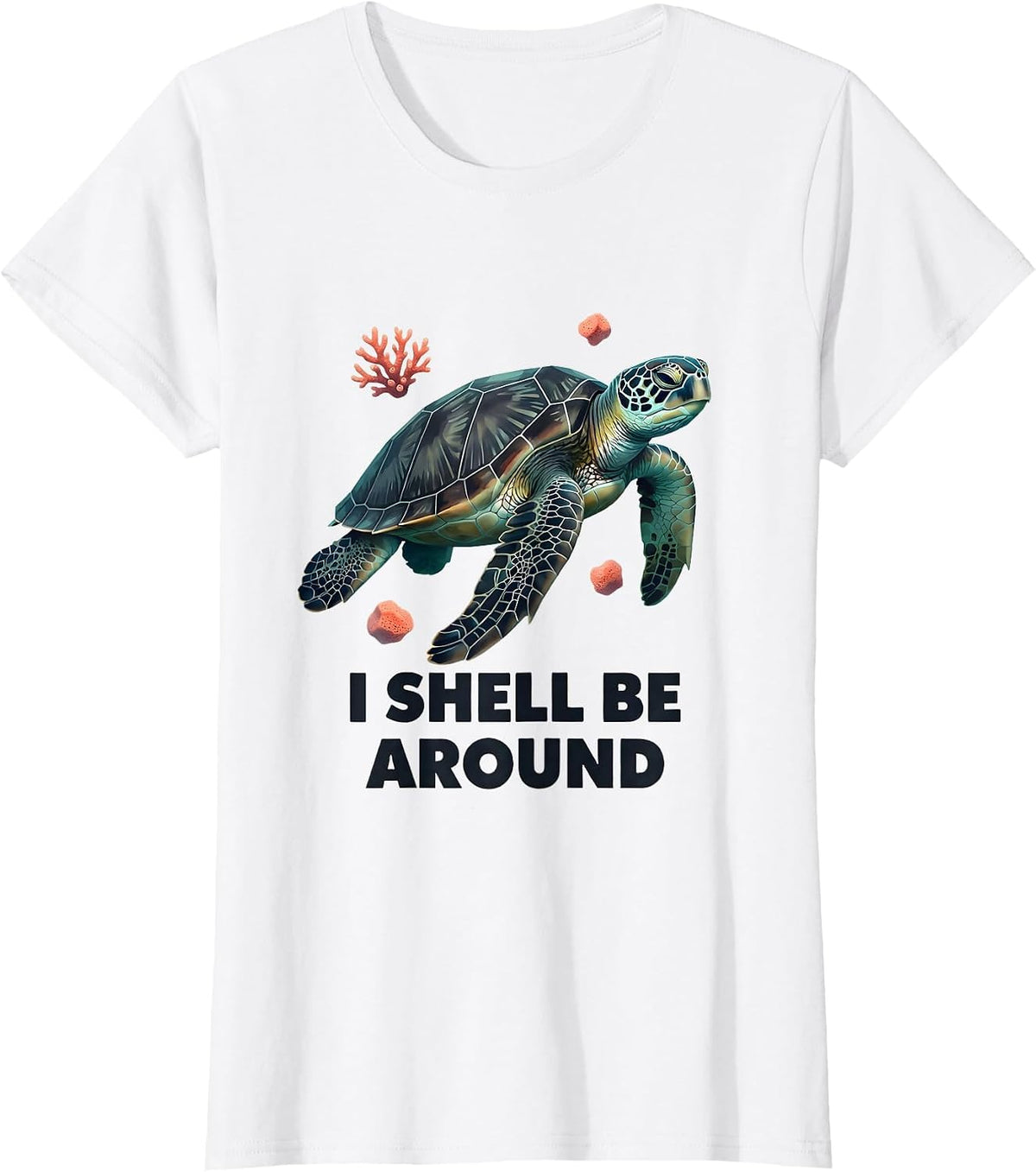 I Shell Be Around Midcentury Modern Sea Turtle Lover T-Shirt - White