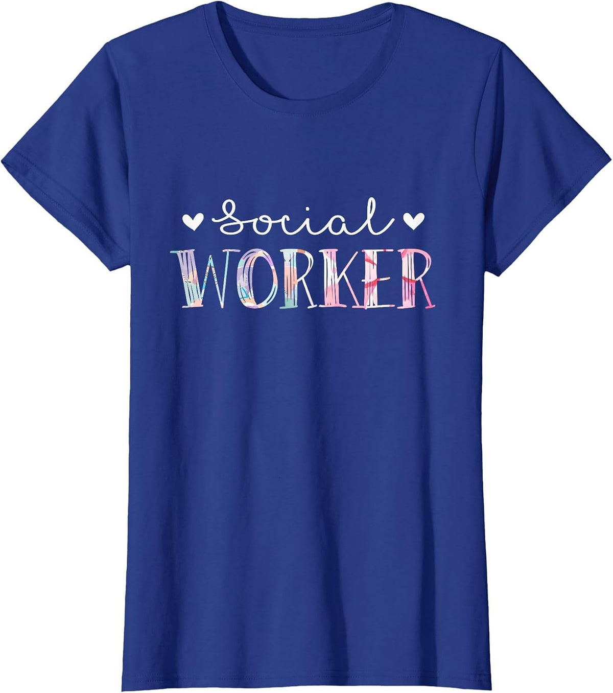 Social Worker Cute Floral Design T-Shirt - Royal Blue