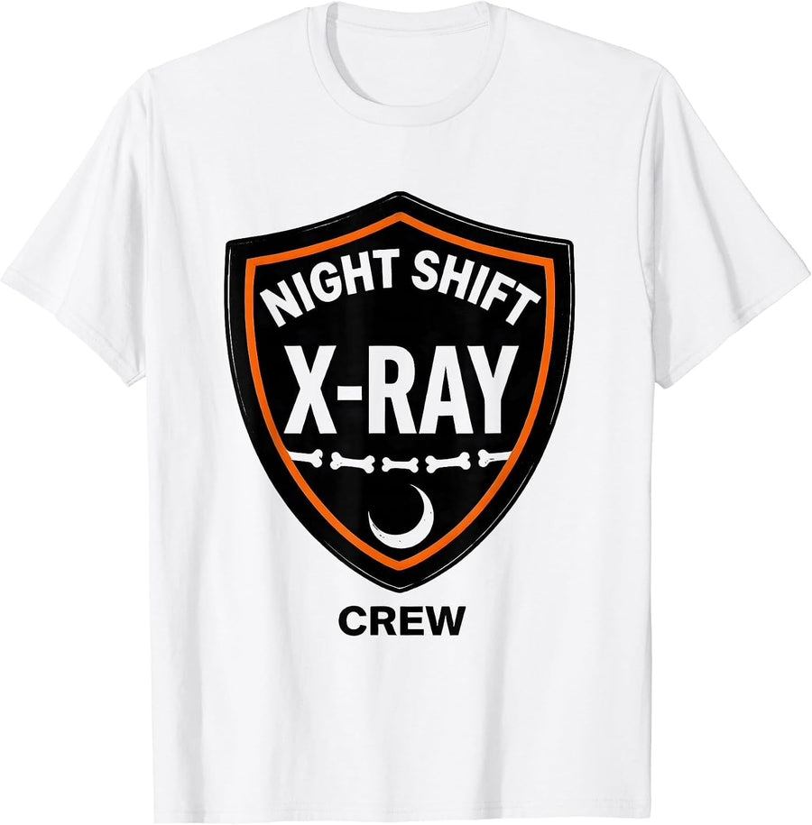 Men's Night Shift X-Ray Crew Funny Radiology Tech Halloween T-Shirt - White