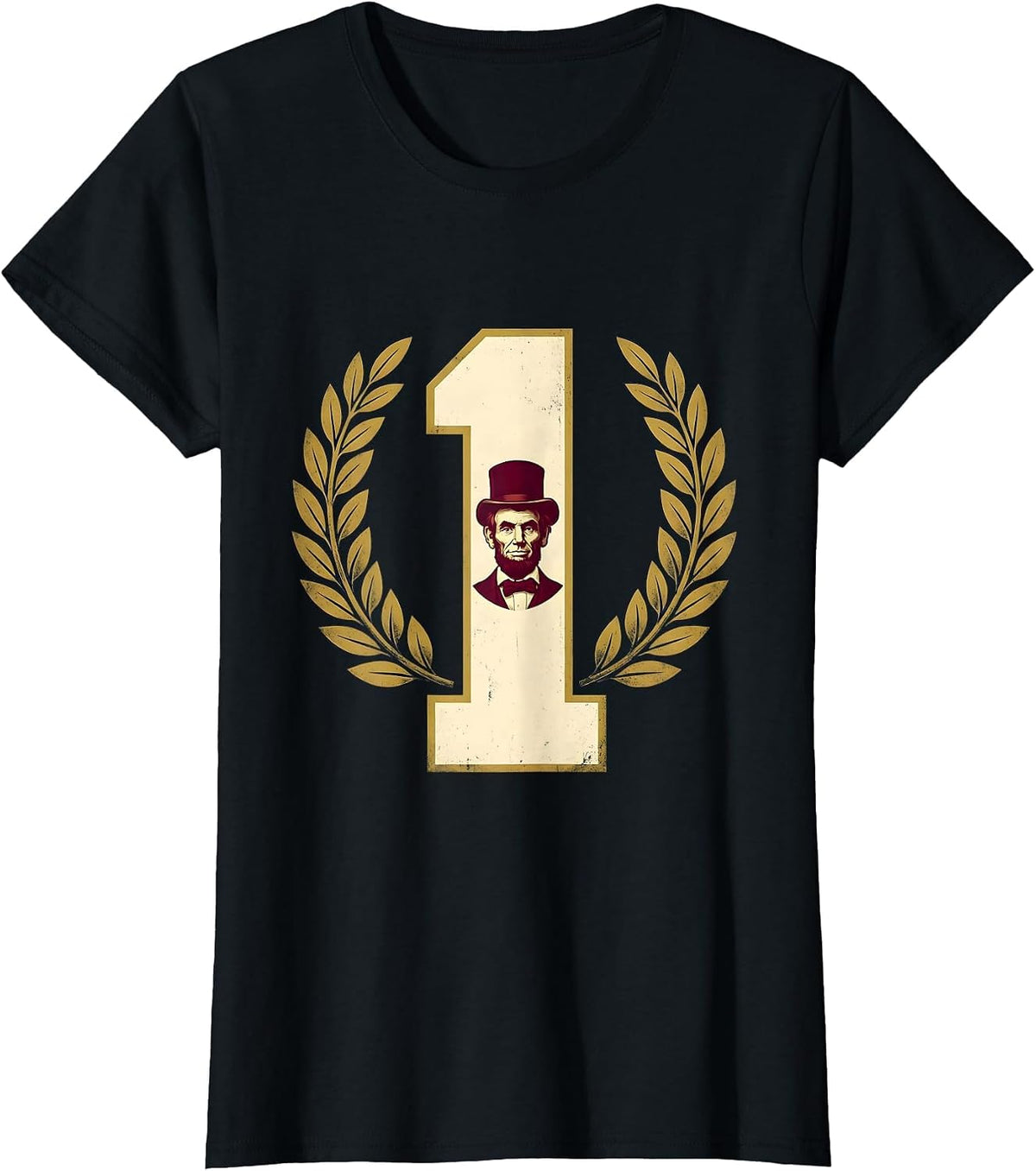 Women's Champion Lincoln Portrait Humor Sports Fan T-Shirt - Black