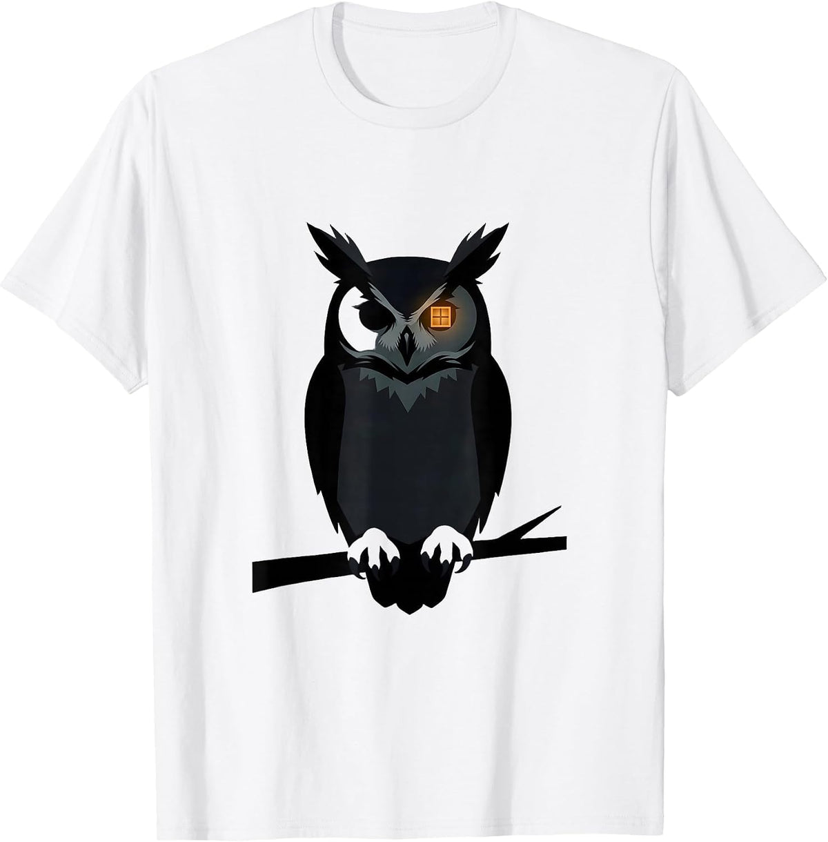 Men's Great Horned Owl Silhouette Vintage Bird Lover T-Shirt - White