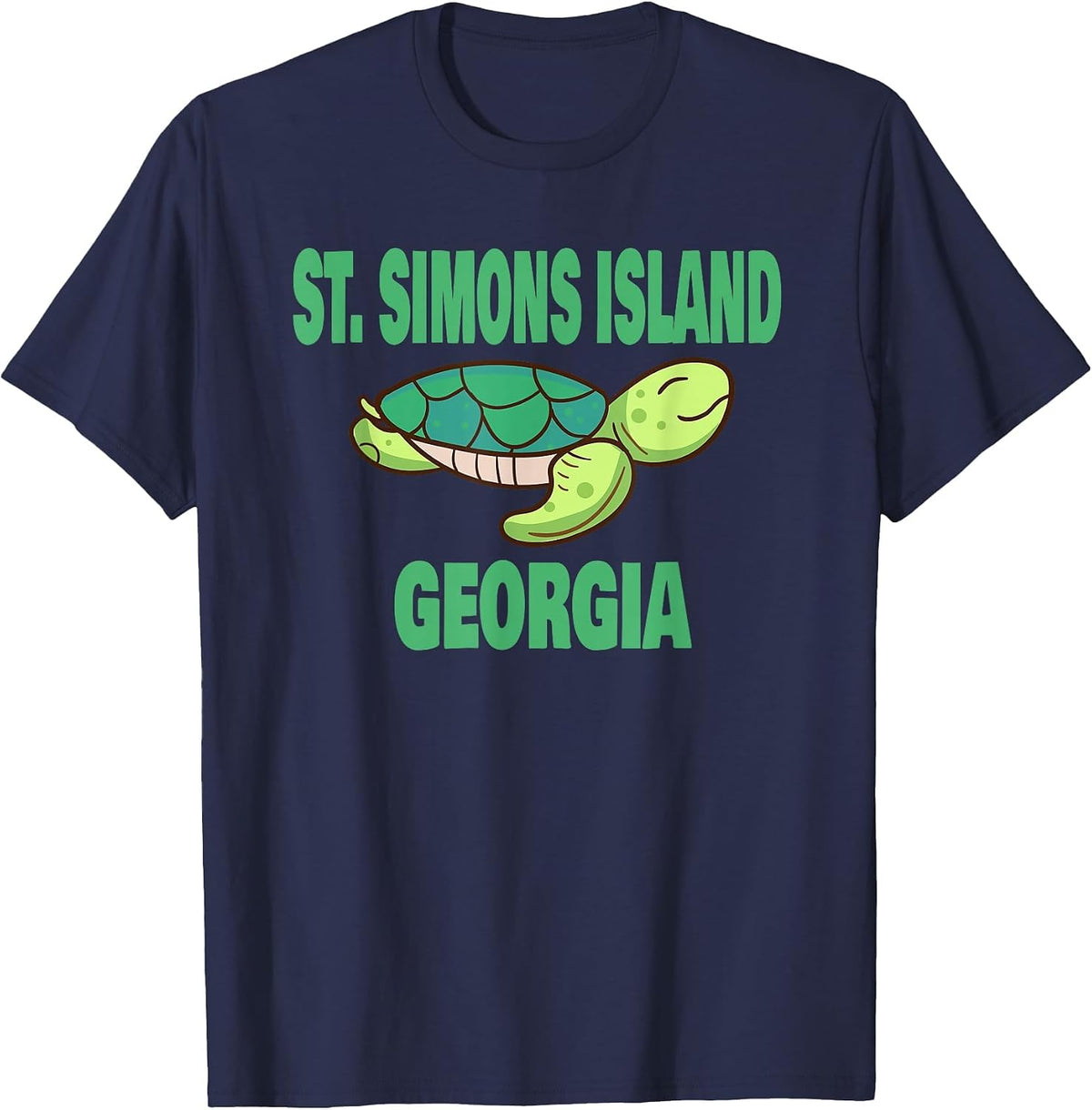 St. Simons Island Sea Turtle Themed T-Shirt - Navy Blue