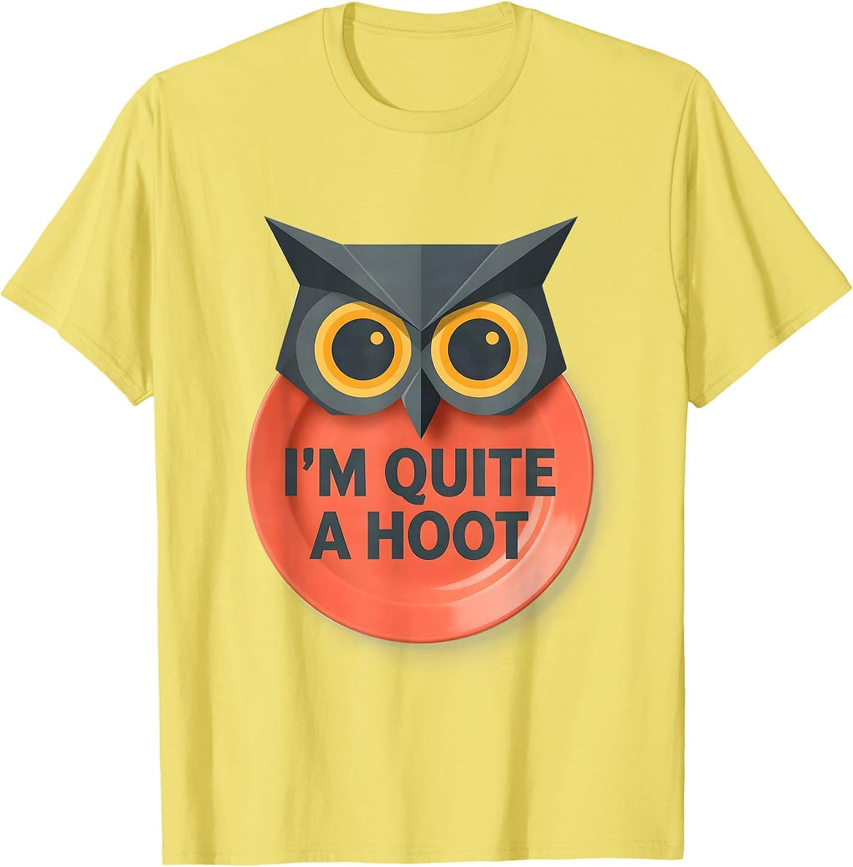 Men's I'm Quite A Hoot Funny Owl Lover Bird Humor Vintage Style T-Shirt - Lemon Yellow