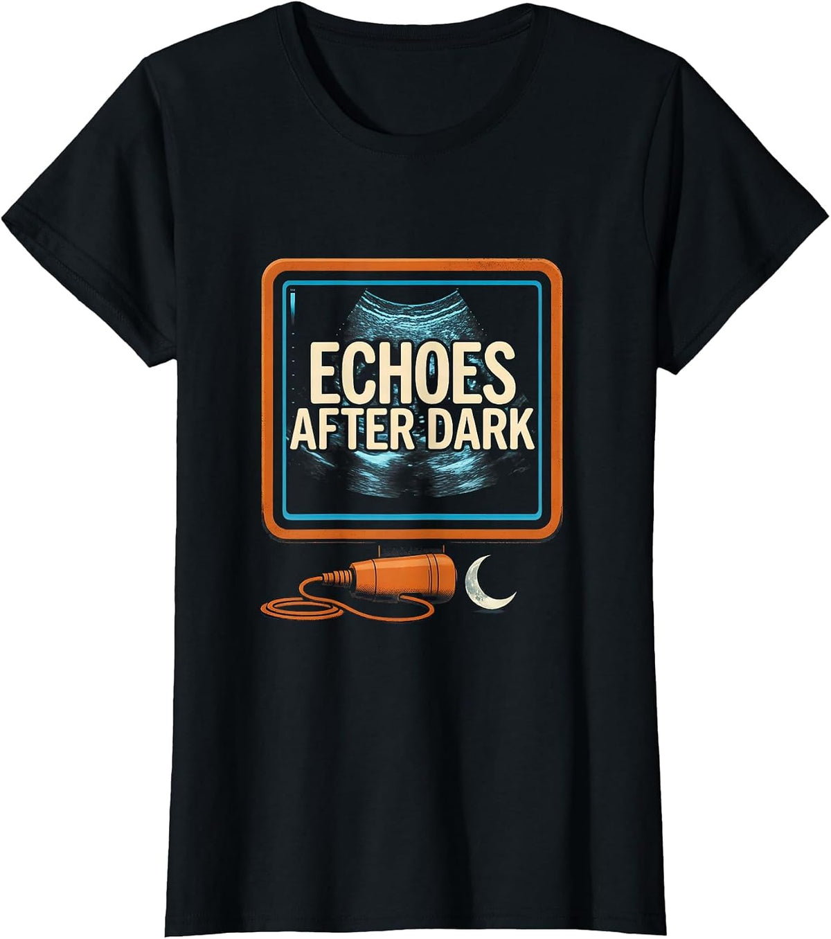 Women's Echoes After Dark Screenprint Sonographer Halloween T-Shirt - Black