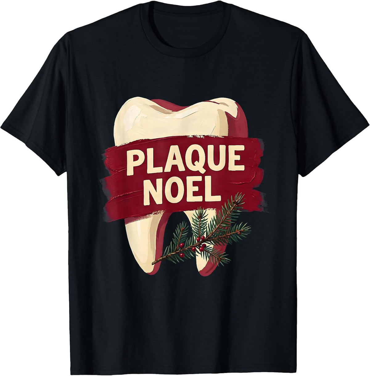 Men's Plaque Noel Funny Dental Christmas Dentist Dental Hygienist T-Shirt - Black
