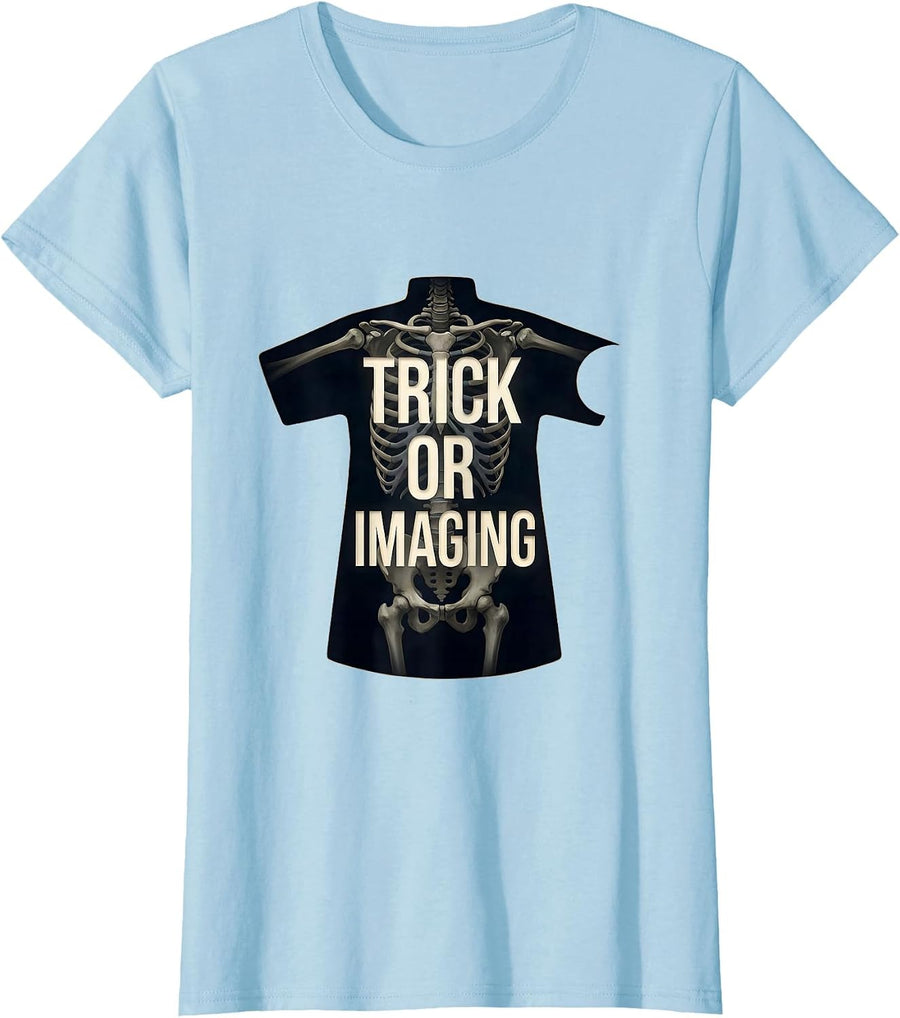 Women's Trick Or Imaging Editorial Conceptual Radiology Tech T-Shirt - Baby Blue