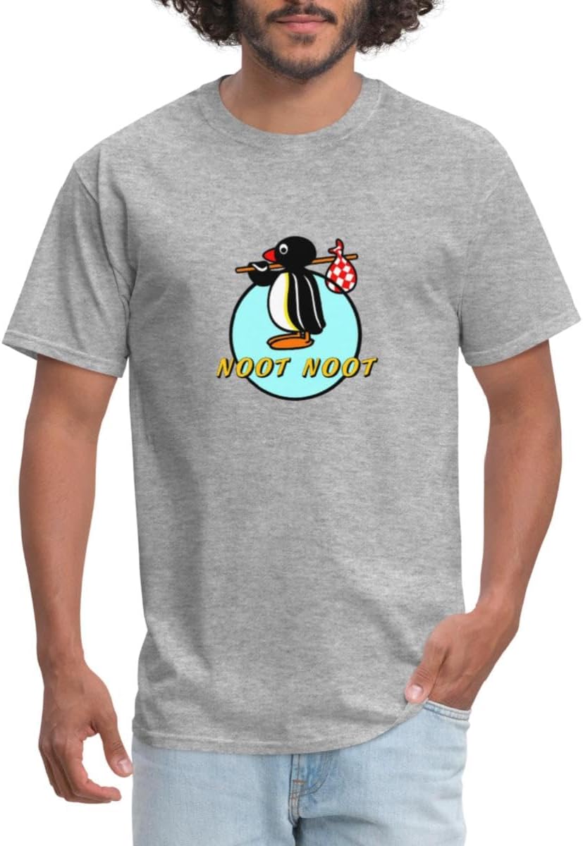 Classic Pingu Noot Noot Retro Penguin Men's T-Shirt - Heather Gray