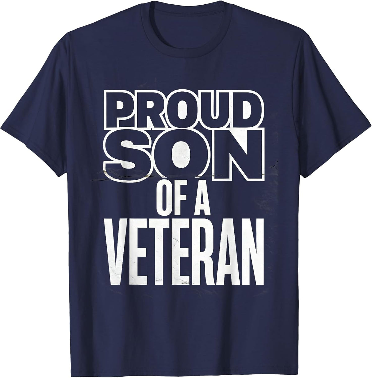 Proud Son of a Veteran Patriotic Military Family Tribute T-Shirt - Navy Blue